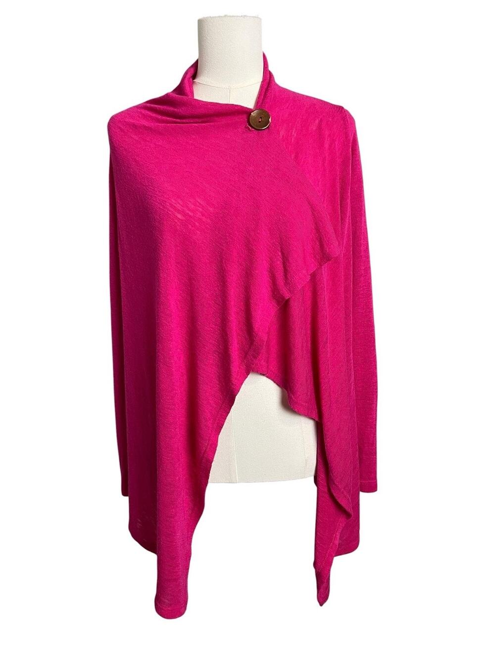 Bobeau Waterfall Cardigan Sweater Womens Small Pink Open Front Draped Knit